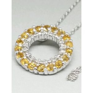 0.72cttw Citrine Topaz Sterling Silver 925 Circle Pendant 18"